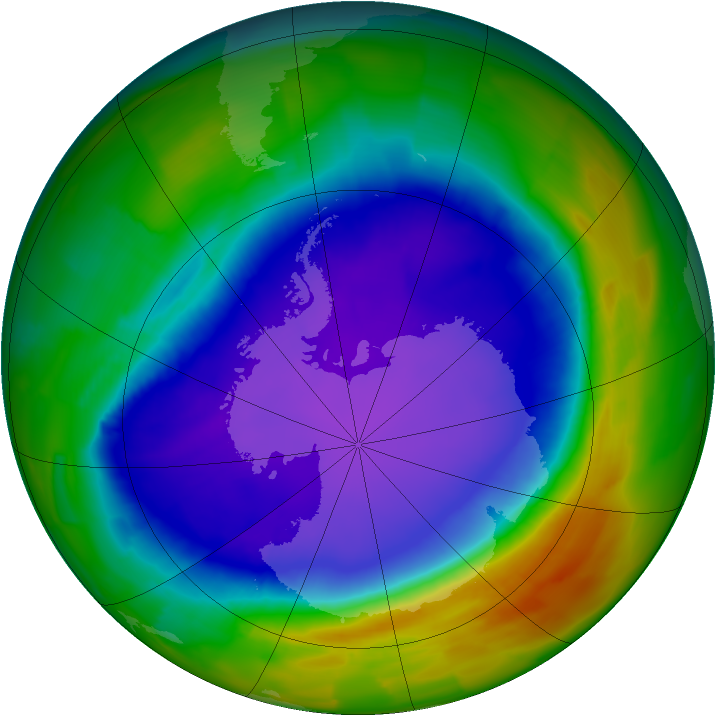 Antarctic ozone map for 10 October 2011